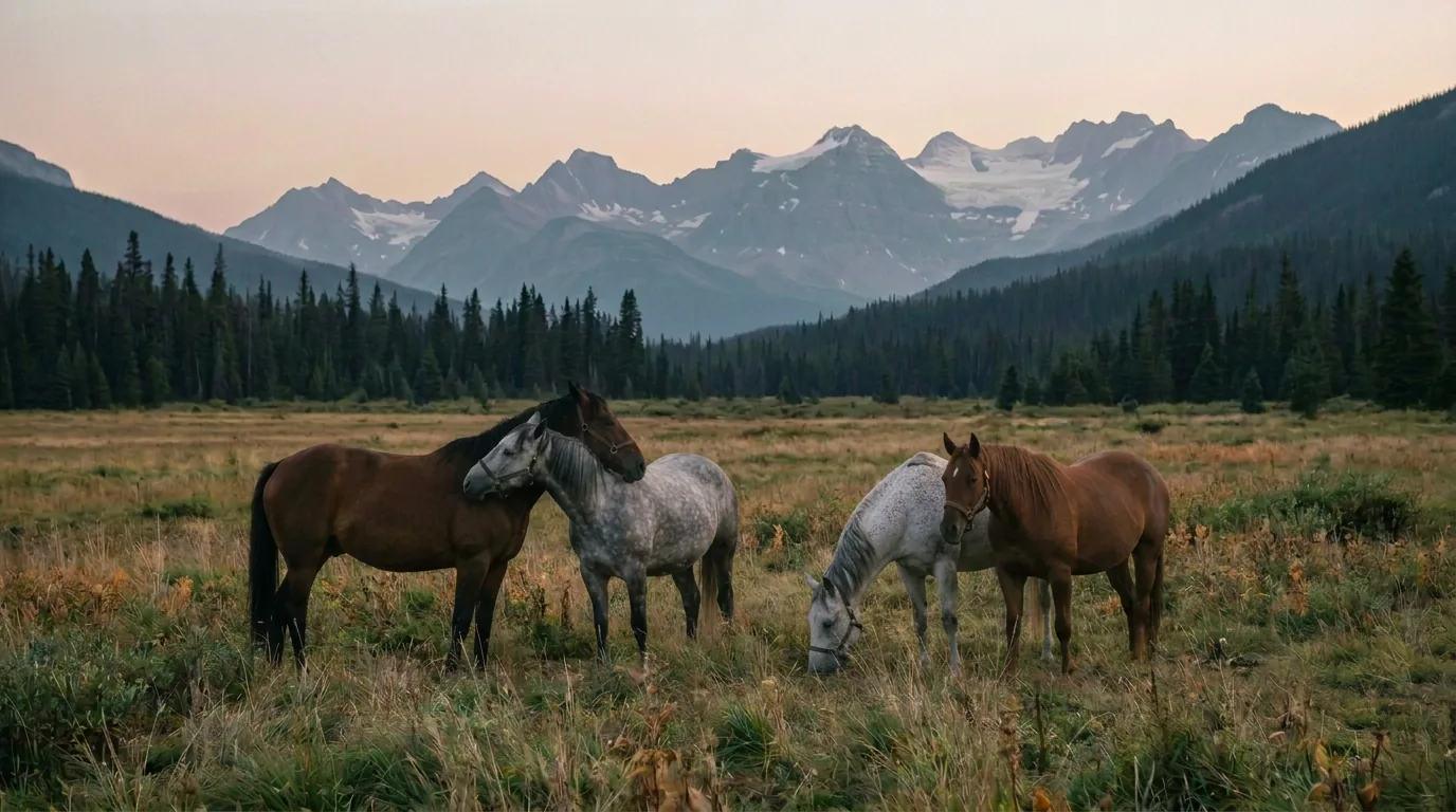 Chevaux en liberté, Les Écuries du Château de Neydens, Haute-Savoie